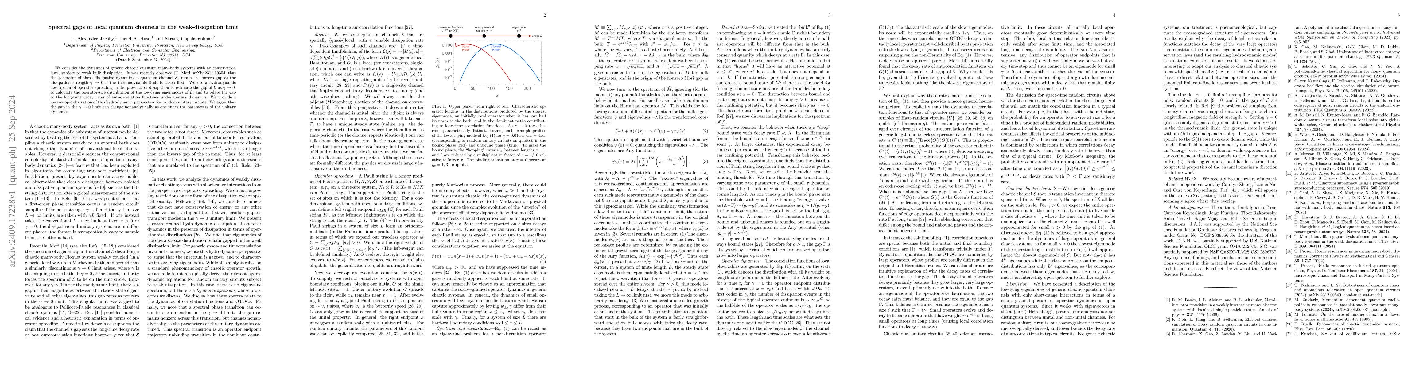 Thumbnail for Spectral gaps of local quantum channels in the weak-dissipation limit