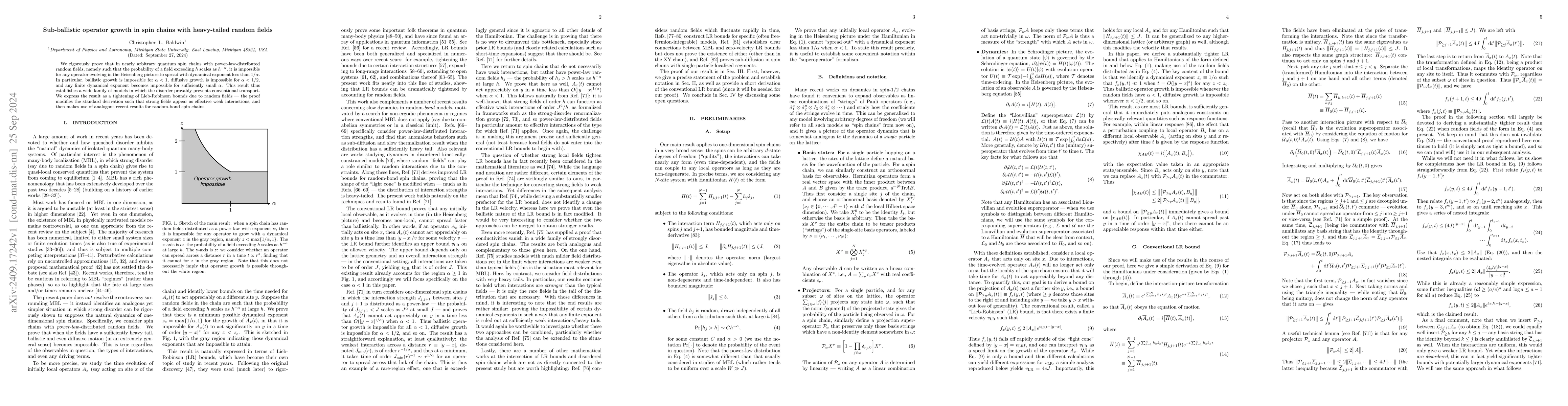 Thumbnail for Sub-ballistic operator growth in spin chains with heavy-tailed random
  fields