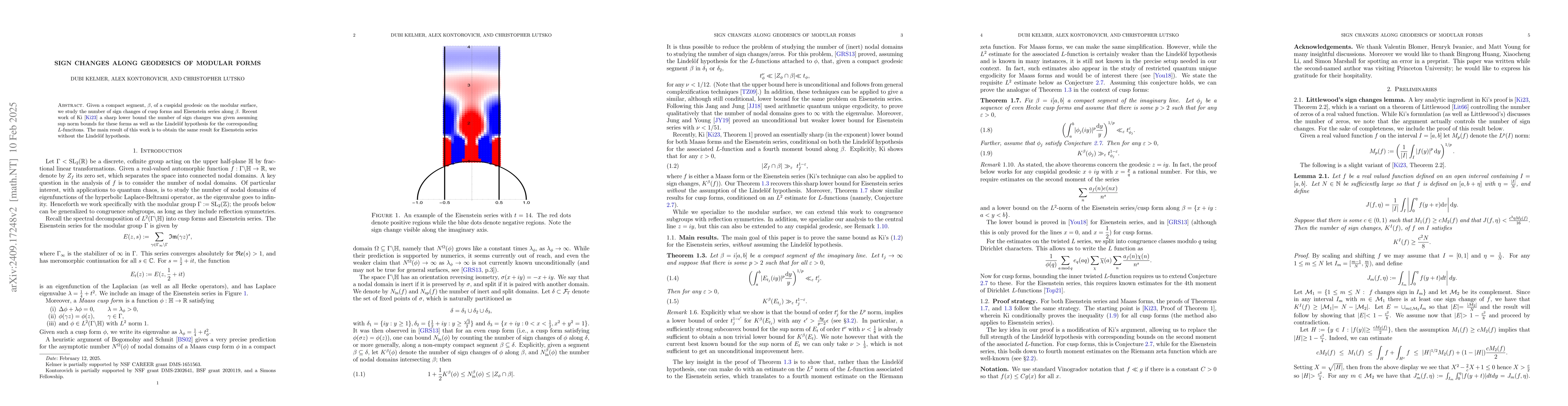 Thumbnail for Sign changes along geodesics of modular forms