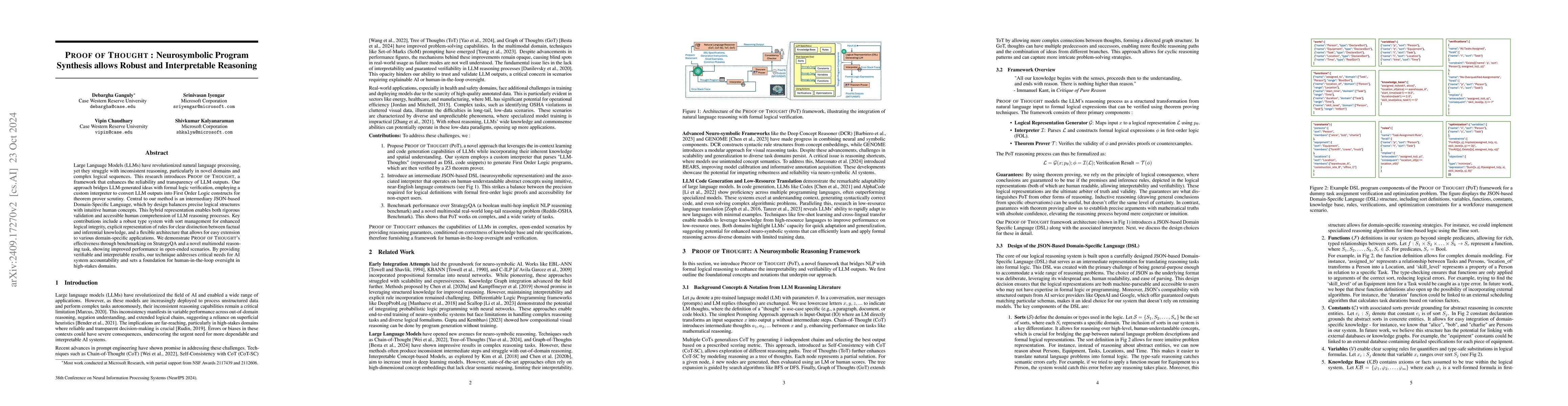 Thumbnail for Proof of Thought : Neurosymbolic Program Synthesis allows Robust and
  Interpretable Reasoning