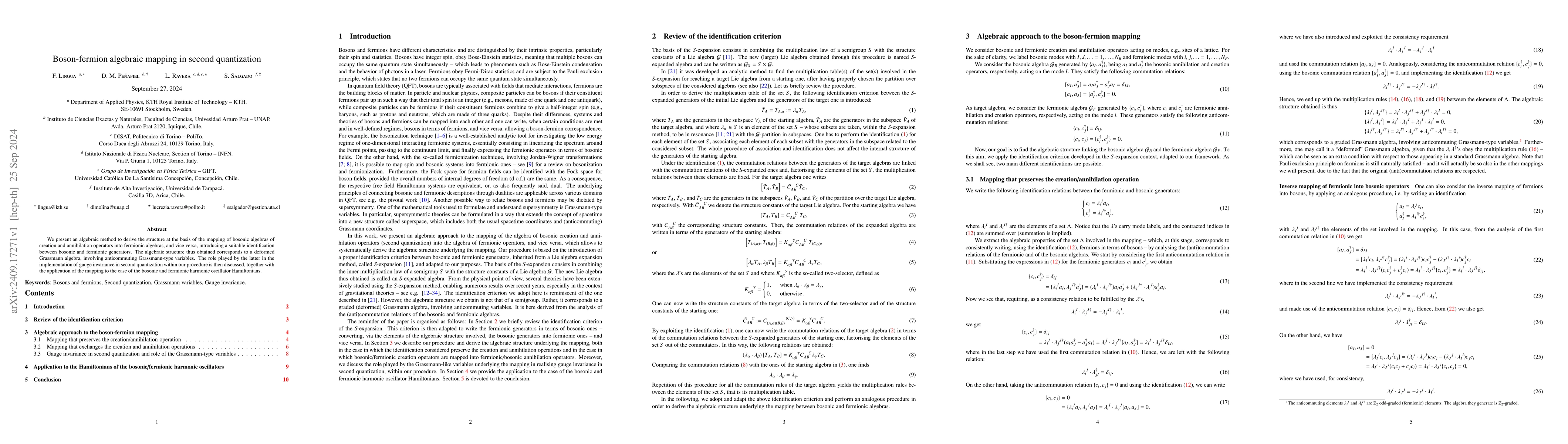 Thumbnail for Boson-fermion algebraic mapping in second quantization