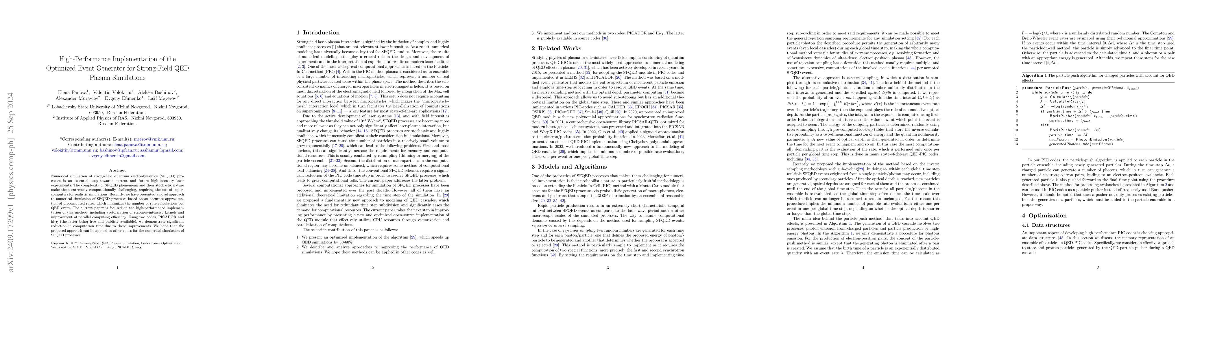 Thumbnail for High-Performance Implementation of the Optimized Event Generator for
  Strong-Field QED Plasma Simulations