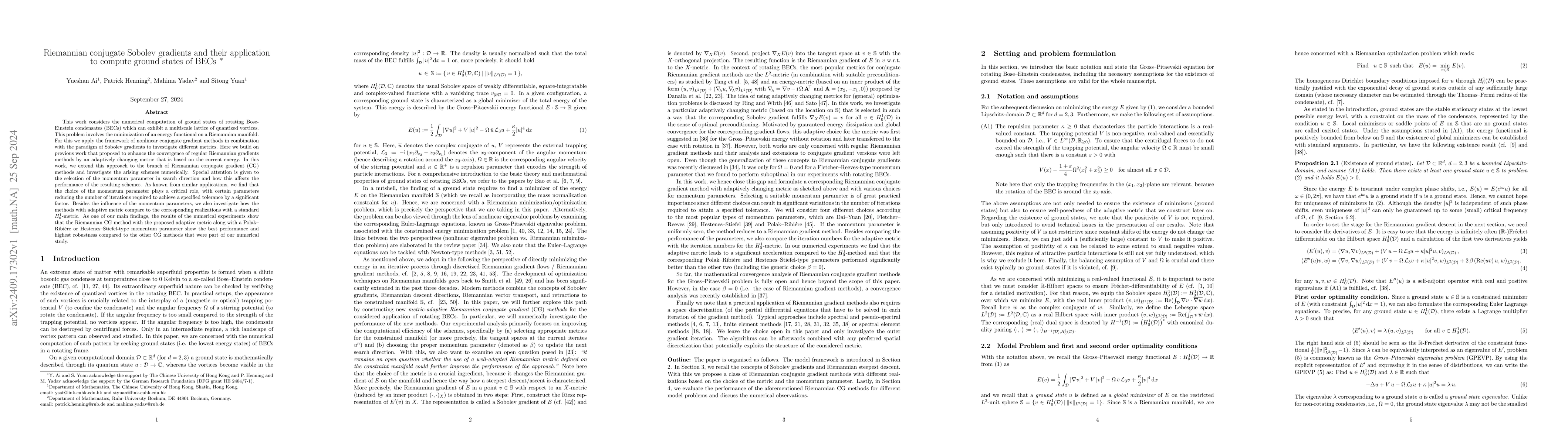 Thumbnail for Riemannian conjugate Sobolev gradients and their application to compute
  ground states of BECs