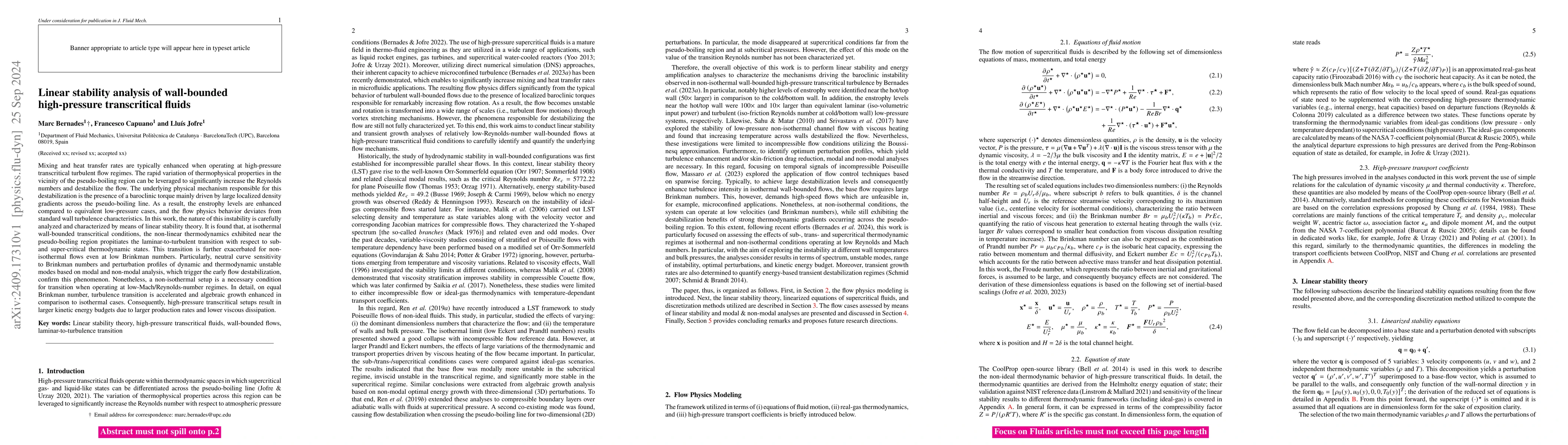 Thumbnail for Linear stability analysis of wall-bounded high-pressure transcritical
  fluids