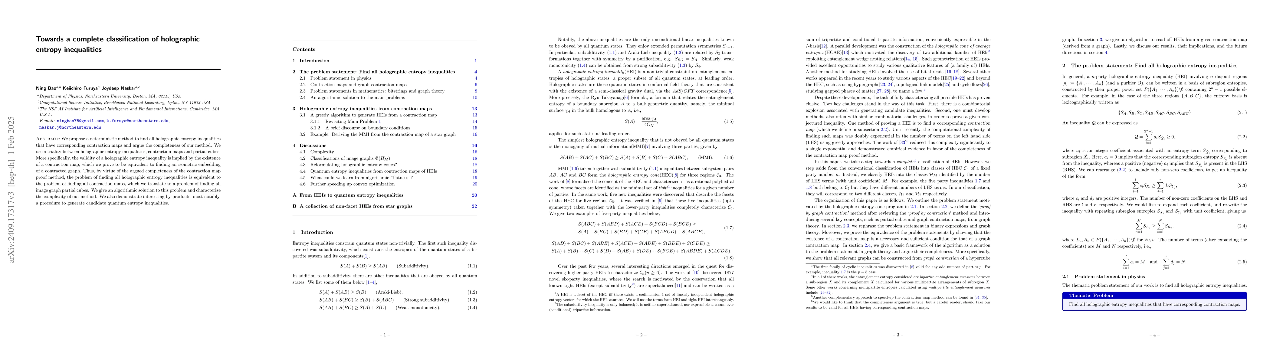 Thumbnail for Towards a complete classification of holographic entropy inequalities