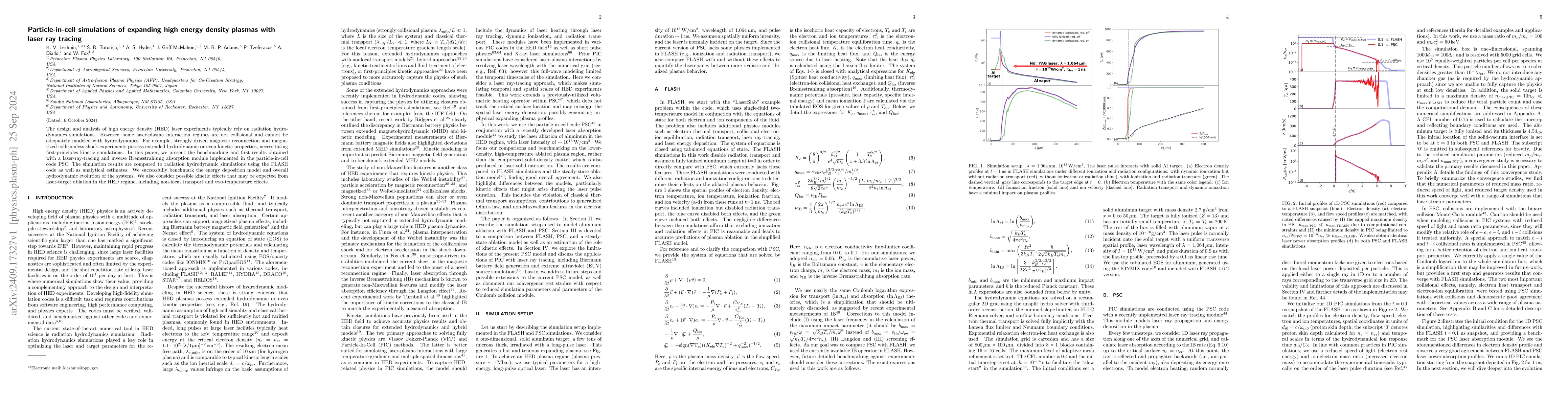 Thumbnail for Particle-in-cell simulations of expanding high energy density plasmas
  with laser ray tracing