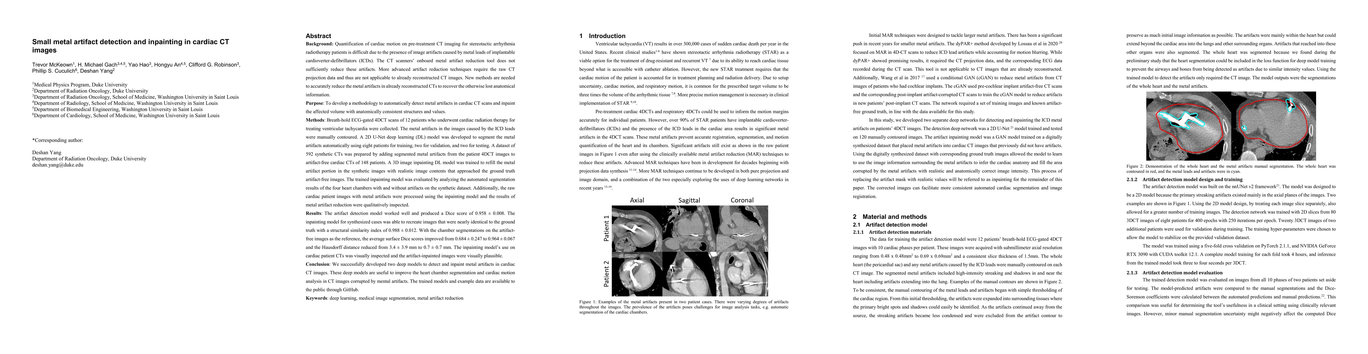 Thumbnail for Small metal artifact detection and inpainting in cardiac CT images