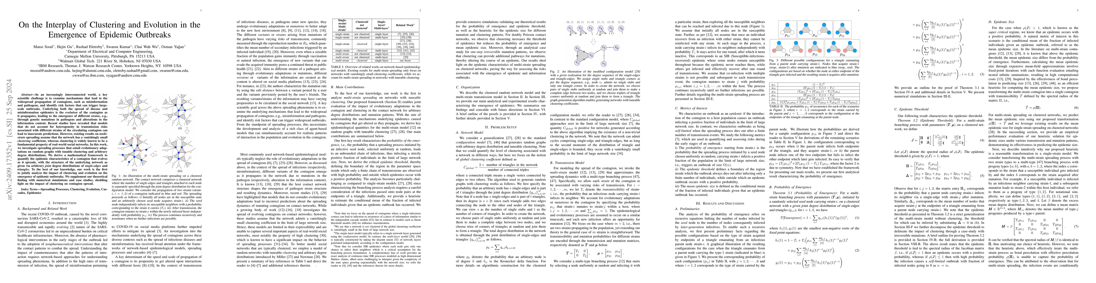Thumbnail for On the Interplay of Clustering and Evolution in the Emergence of
  Epidemic Outbreaks