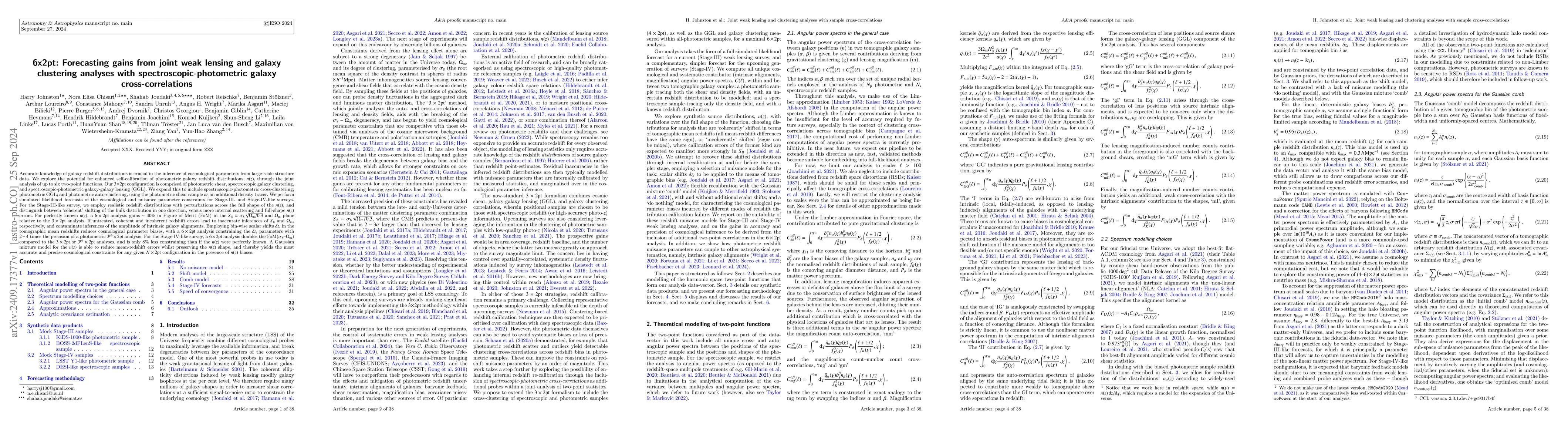 Thumbnail for 6x2pt: Forecasting gains from joint weak lensing and galaxy clustering
  analyses with spectroscopic-photometric galaxy cross-correlations