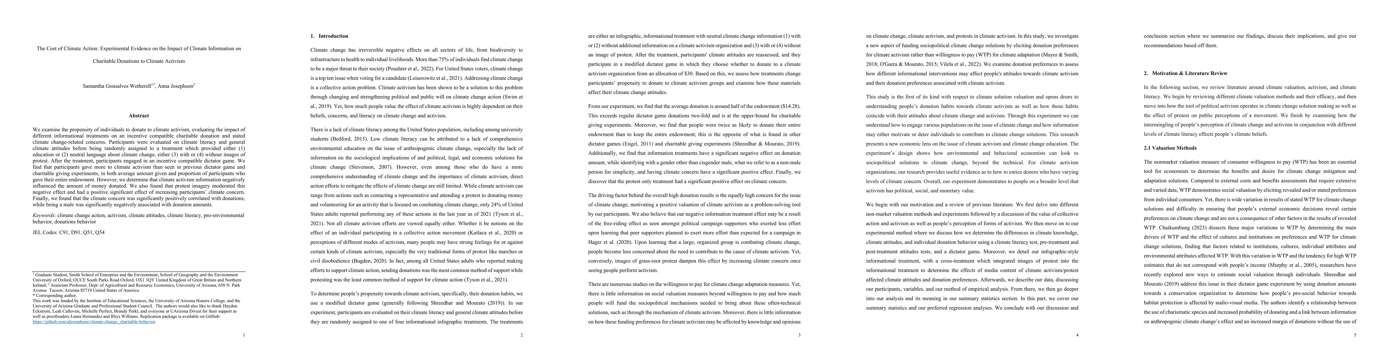 Thumbnail for The Cost of Climate Action: Experimental Evidence on the Impact of
  Climate Information on Charitable Donations to Climate Activism