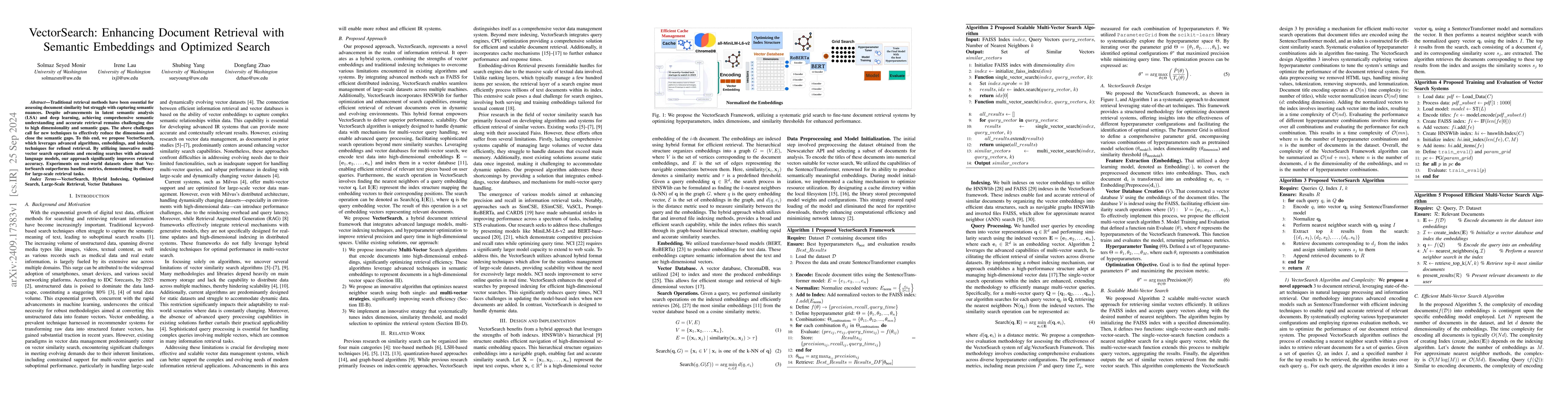 Thumbnail for VectorSearch: Enhancing Document Retrieval with Semantic Embeddings and
  Optimized Search