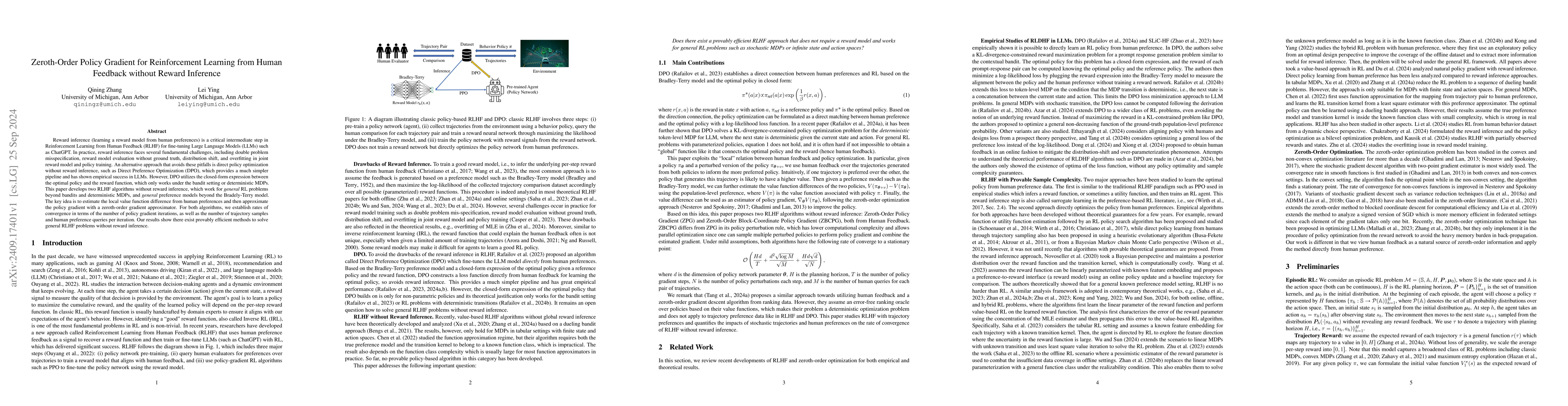 Thumbnail for Zeroth-Order Policy Gradient for Reinforcement Learning from Human
  Feedback without Reward Inference