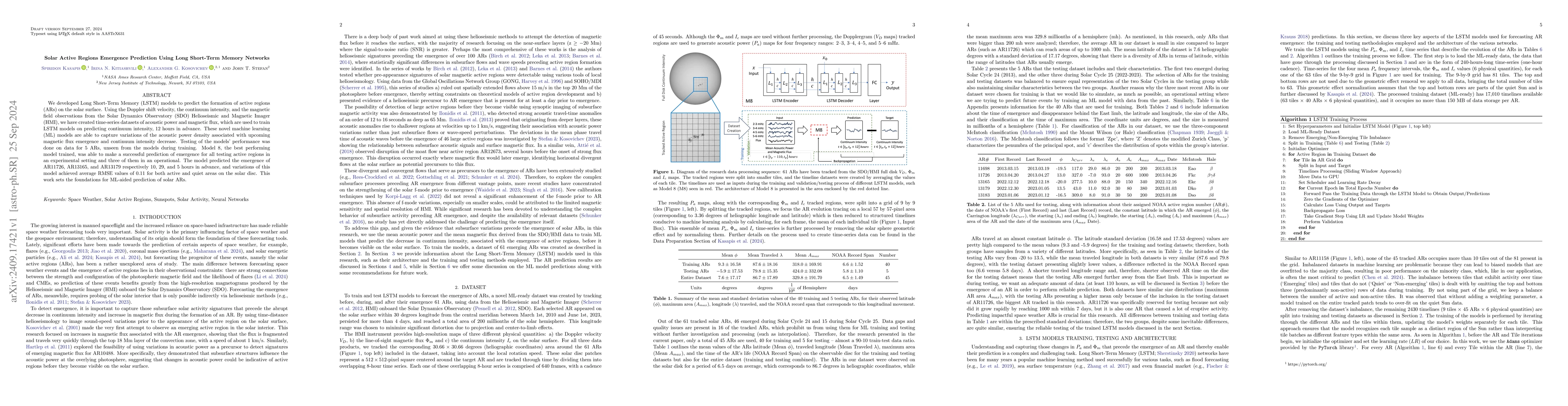 Thumbnail for Solar Active Regions Emergence Prediction Using Long Short-Term Memory
  Networks