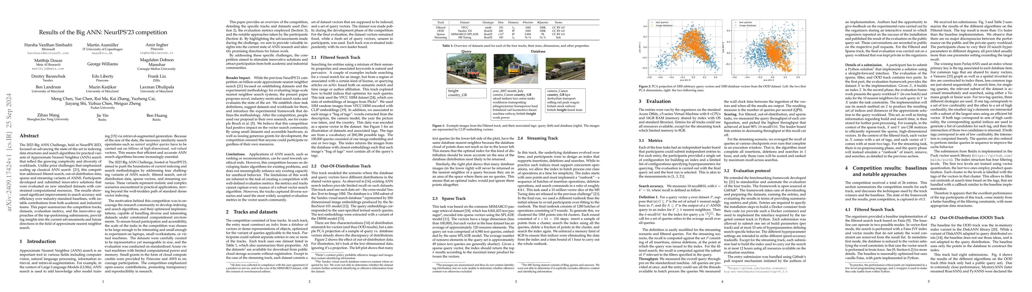Thumbnail for Results of the Big ANN: NeurIPS'23 competition