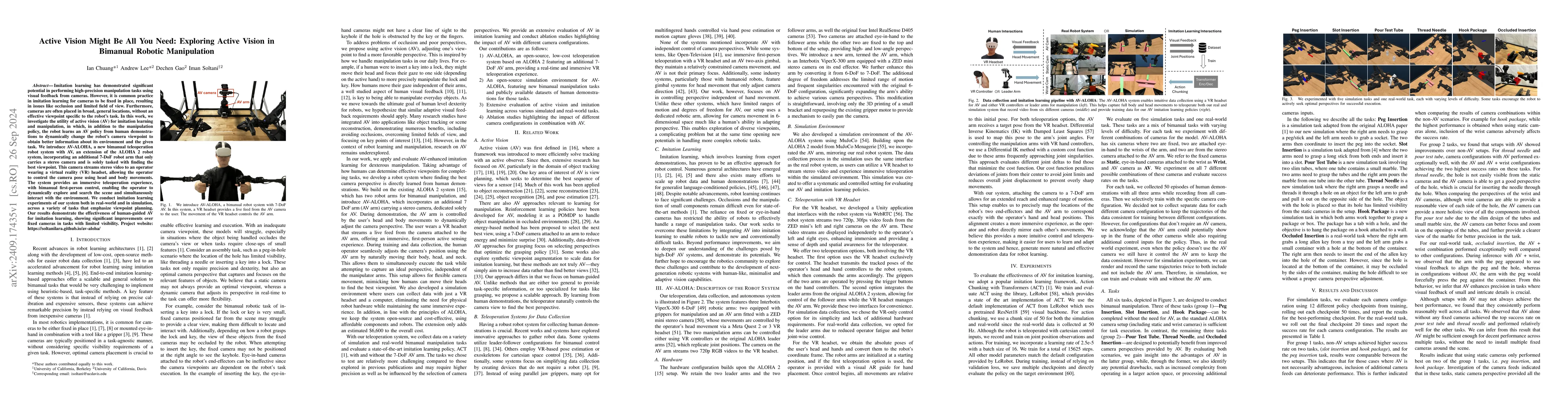 Thumbnail for Active Vision Might Be All You Need: Exploring Active Vision in Bimanual
  Robotic Manipulation