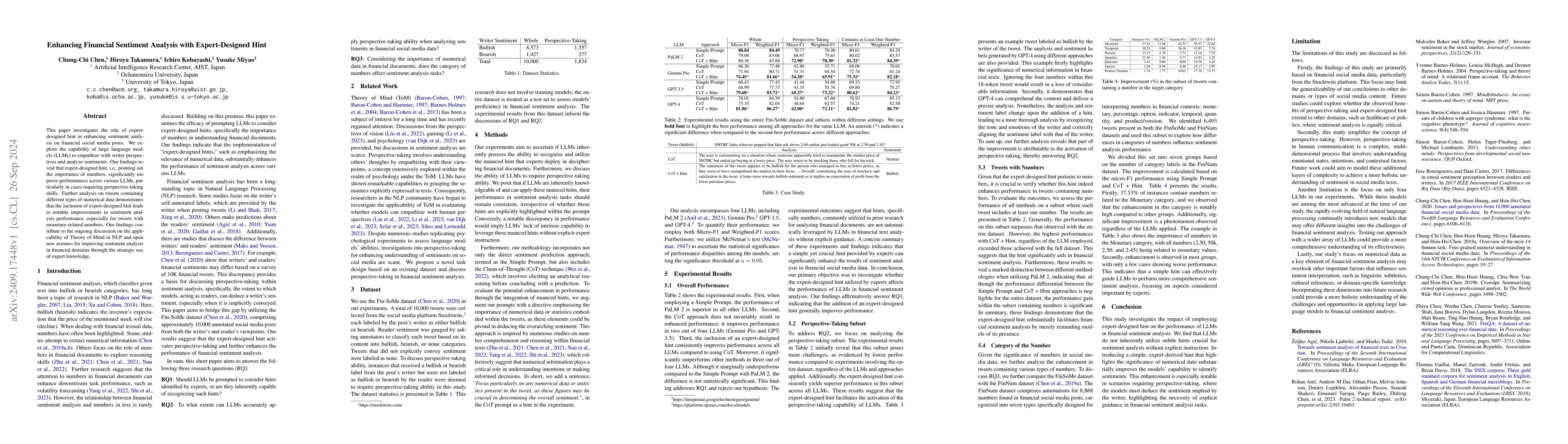Thumbnail for Enhancing Financial Sentiment Analysis with Expert-Designed Hint