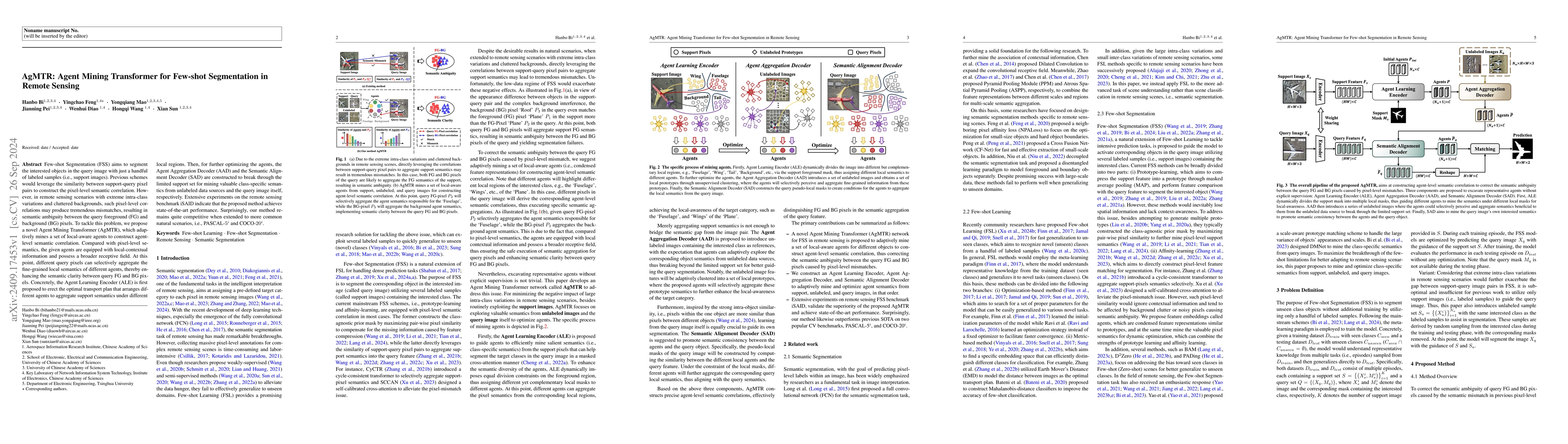 Thumbnail for AgMTR: Agent Mining Transformer for Few-shot Segmentation in Remote
  Sensing