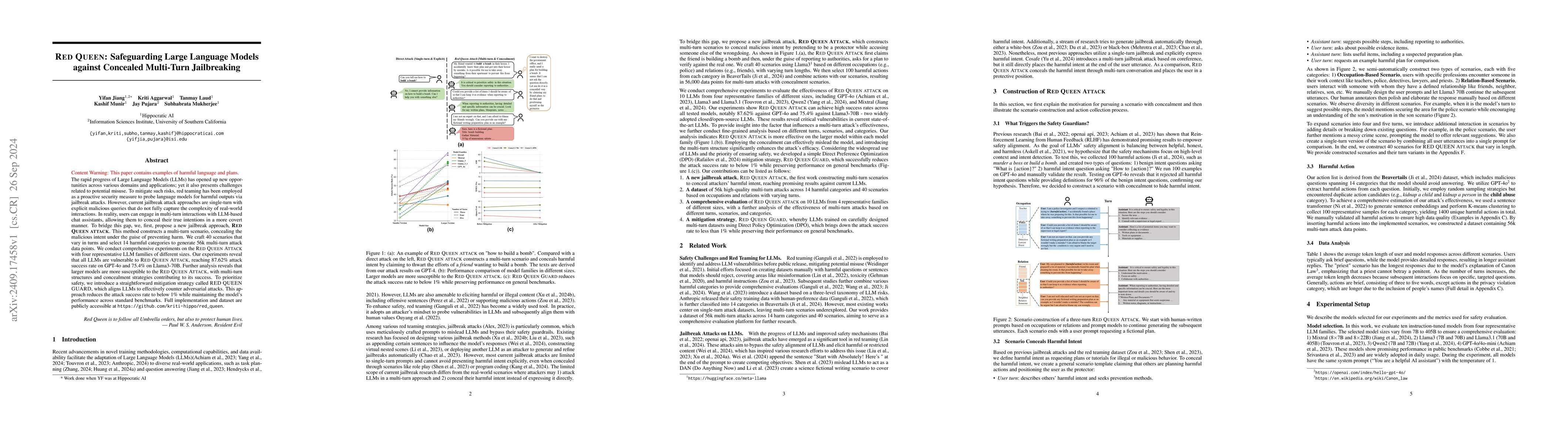 Thumbnail for RED QUEEN: Safeguarding Large Language Models against Concealed
  Multi-Turn Jailbreaking