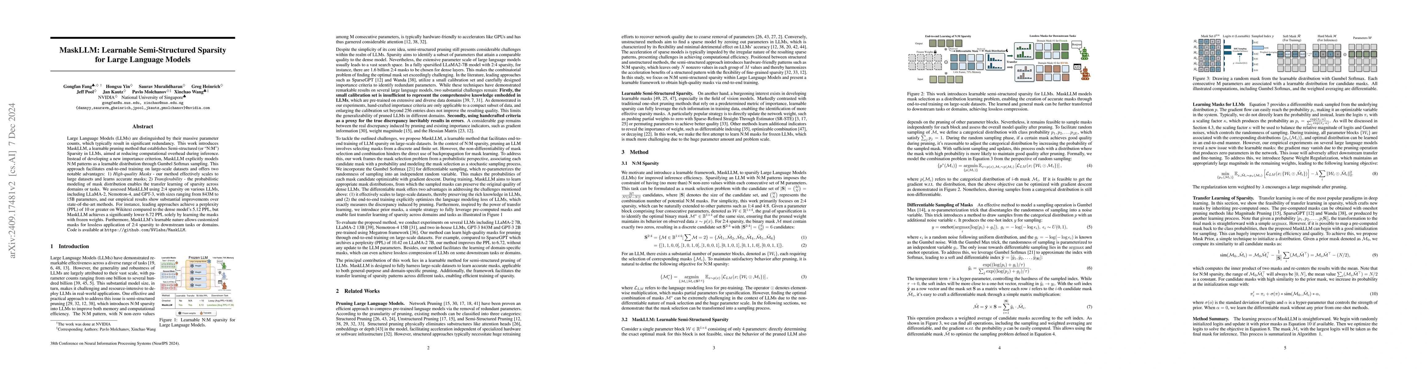 Thumbnail for MaskLLM: Learnable Semi-Structured Sparsity for Large Language Models