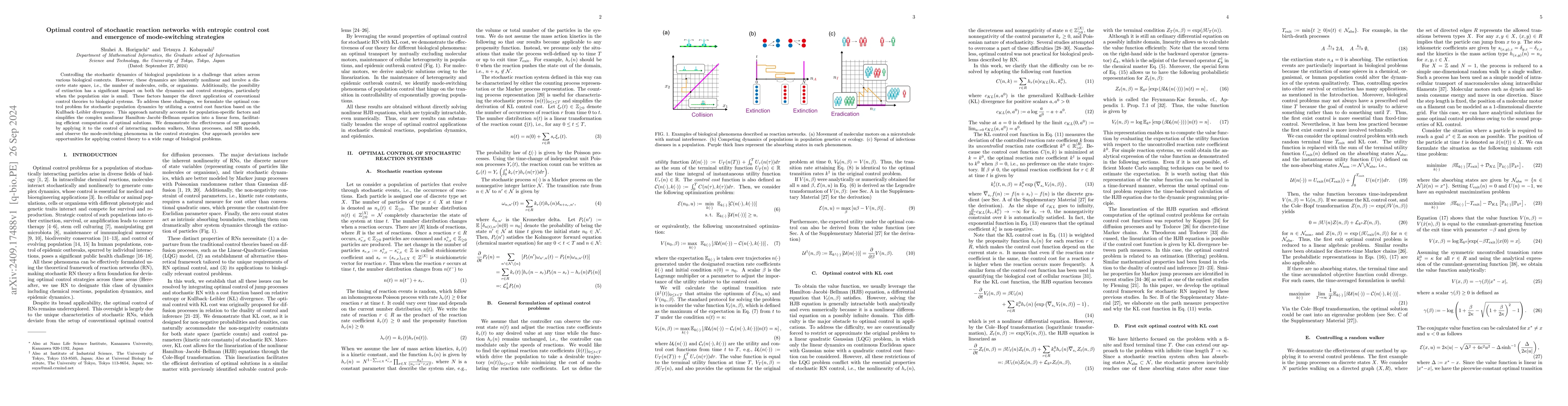 Thumbnail for Optimal control of stochastic reaction networks with entropic control
  cost and emergence of mode-switching strategies