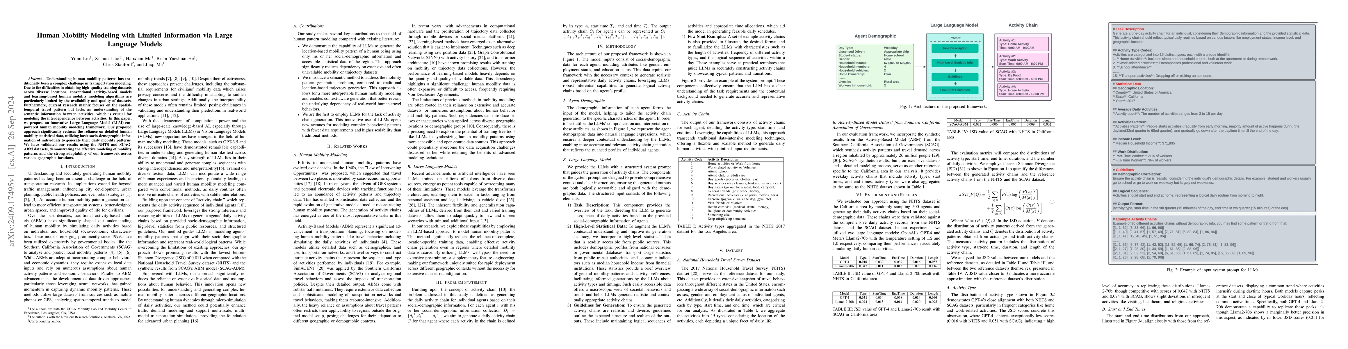 Thumbnail for Human Mobility Modeling with Limited Information via Large Language
  Models