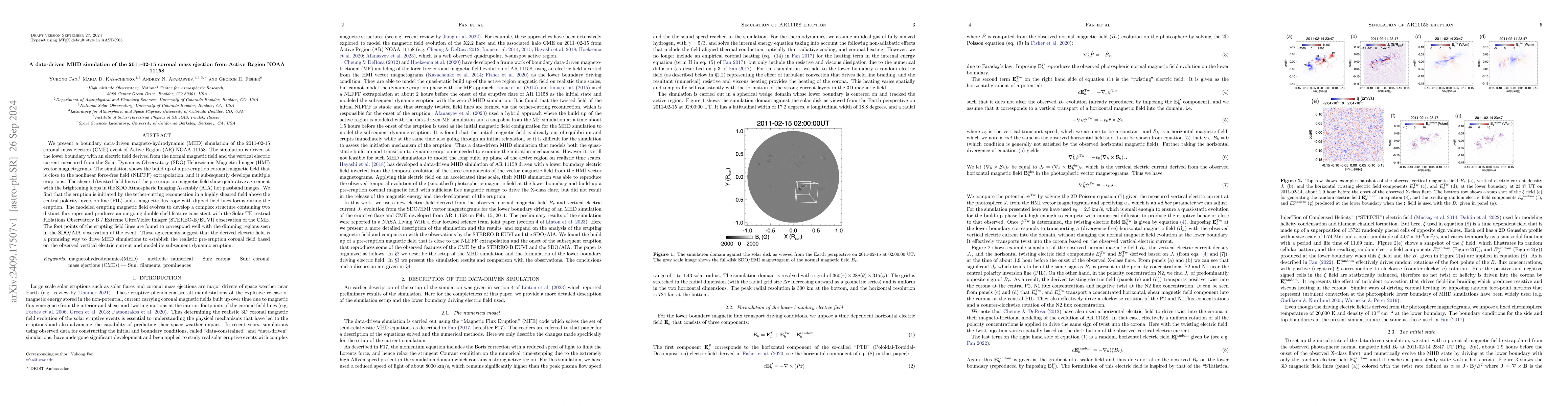 Thumbnail for A data-driven MHD simulation of the 2011-02-15 coronal mass ejection
  from Active Region NOAA 11158