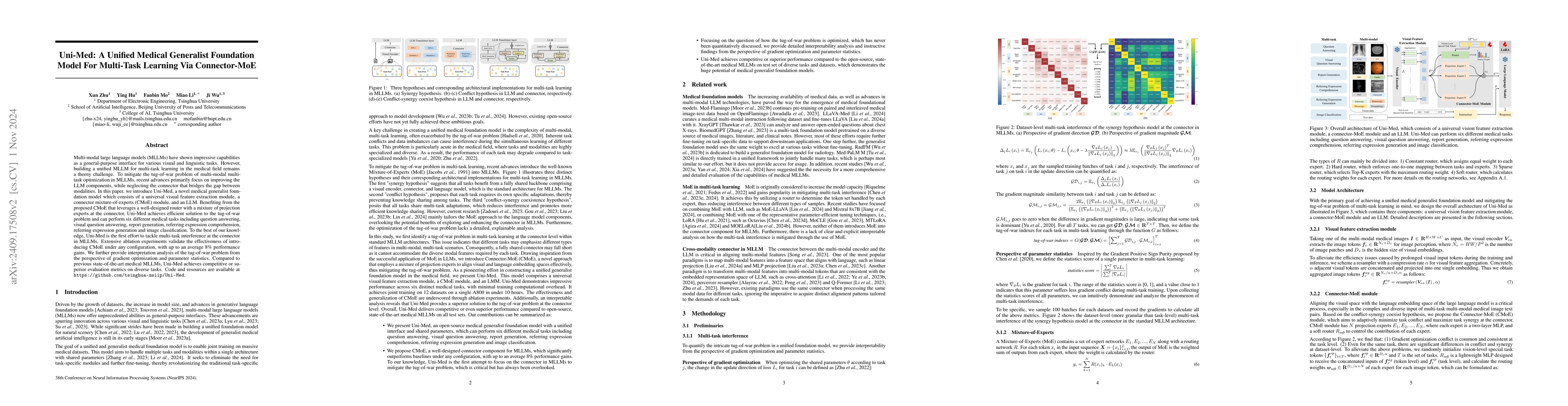 Thumbnail for Uni-Med: A Unified Medical Generalist Foundation Model For Multi-Task
  Learning Via Connector-MoE