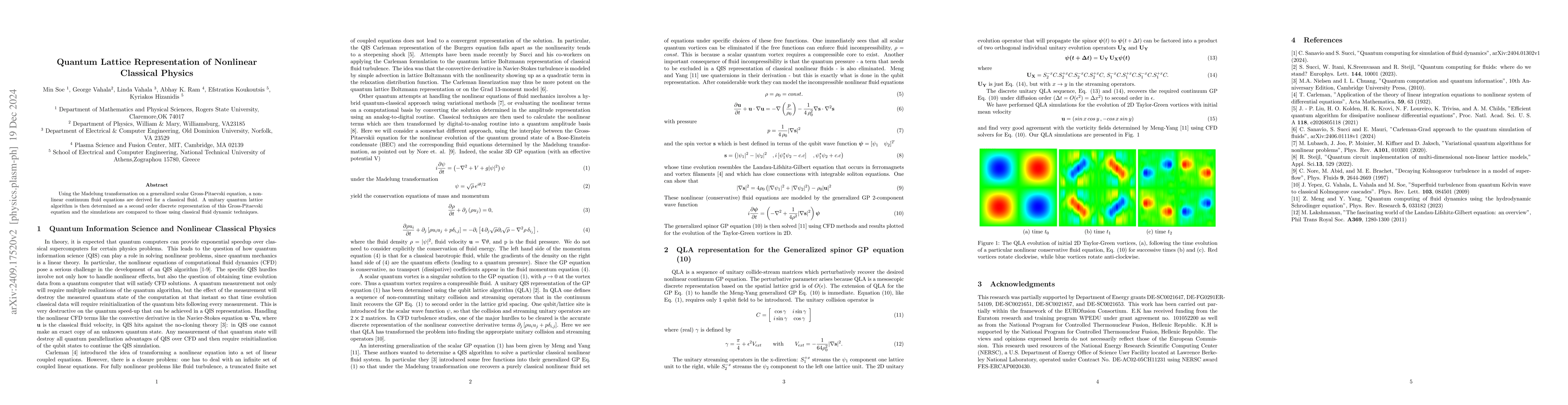 Thumbnail for Quantum Lattice Representation of Nonlinear Classical Physics