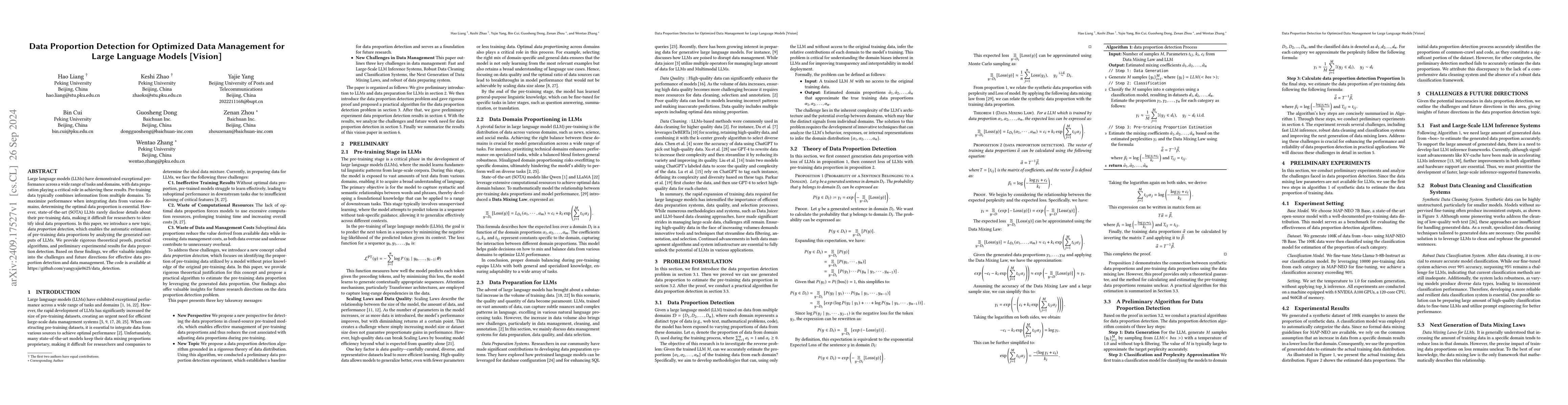 Thumbnail for Data Proportion Detection for Optimized Data Management for Large
  Language Models
