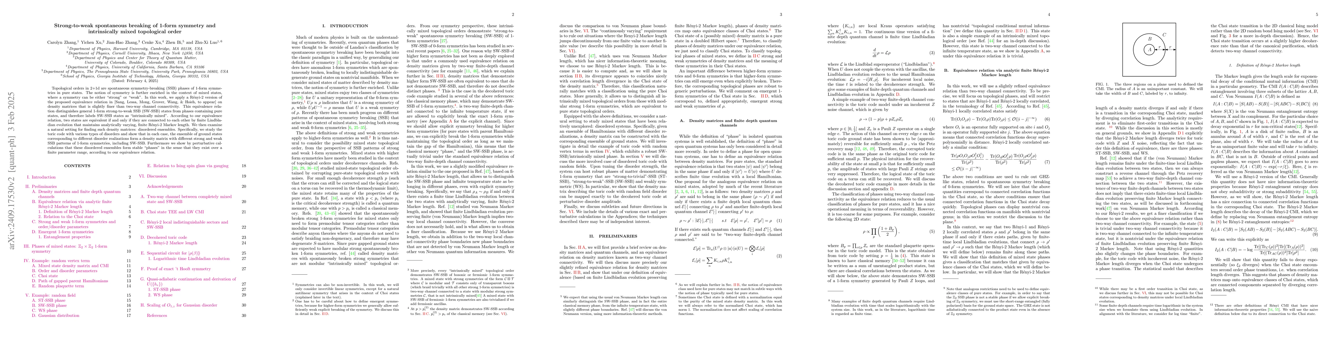 Thumbnail for Strong-to-weak spontaneous breaking of 1-form symmetry and intrinsically
  mixed topological order