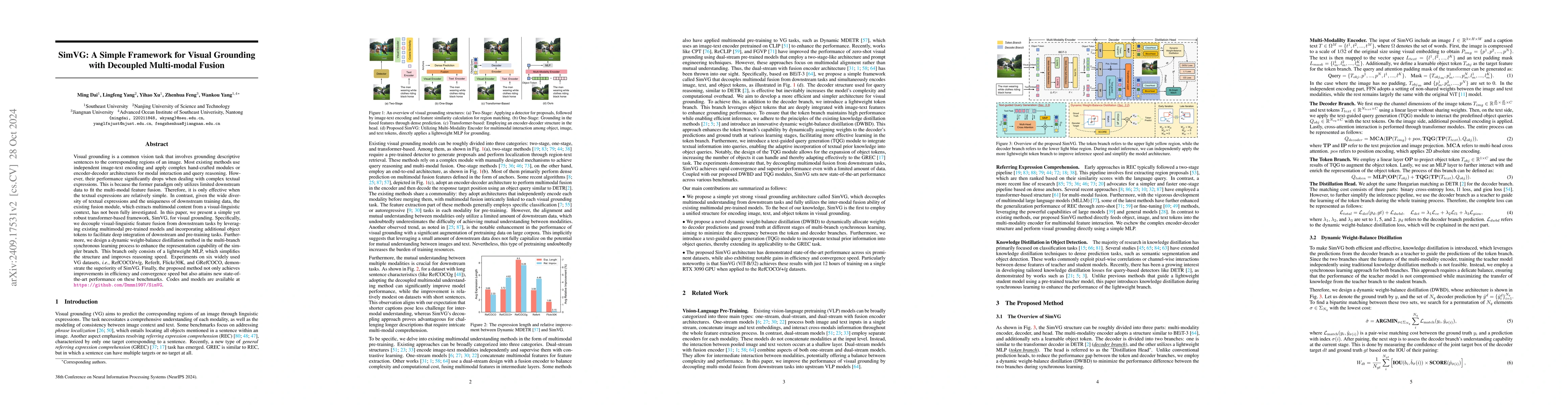 Thumbnail for SimVG: A Simple Framework for Visual Grounding with Decoupled
  Multi-modal Fusion