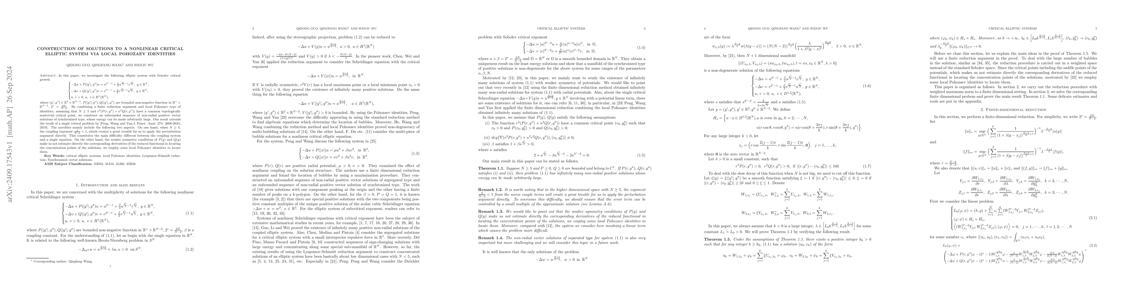 Thumbnail for Construction of solutions to a nonlinear critical elliptic system via
  local Pohozaev identities