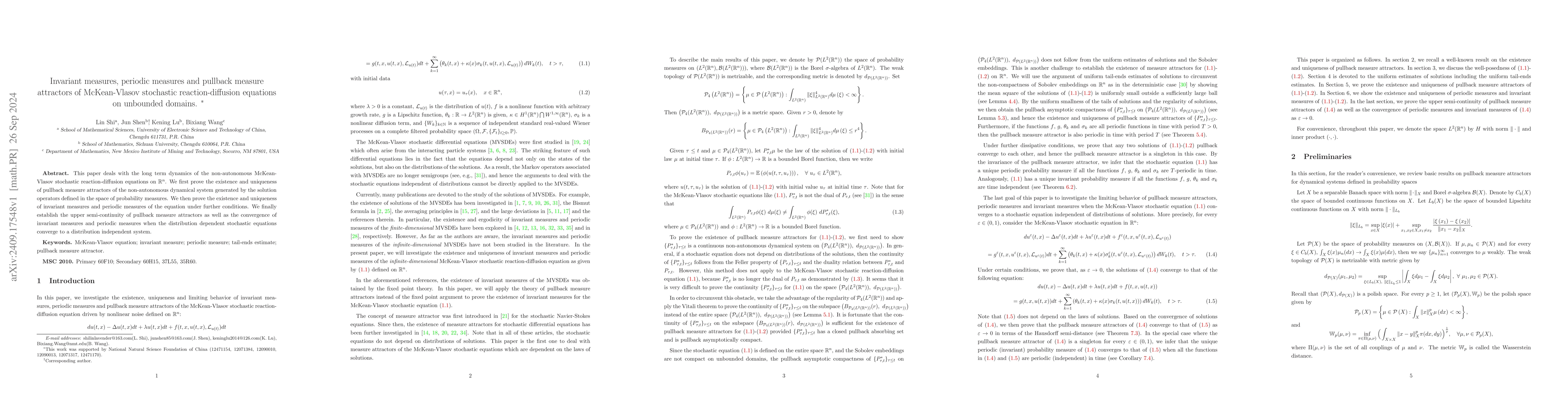 Thumbnail for Invariant measures, periodic measures and pullback measure attractors of
  McKean-Vlasov stochastic reaction-diffusion equations on unbounded domains