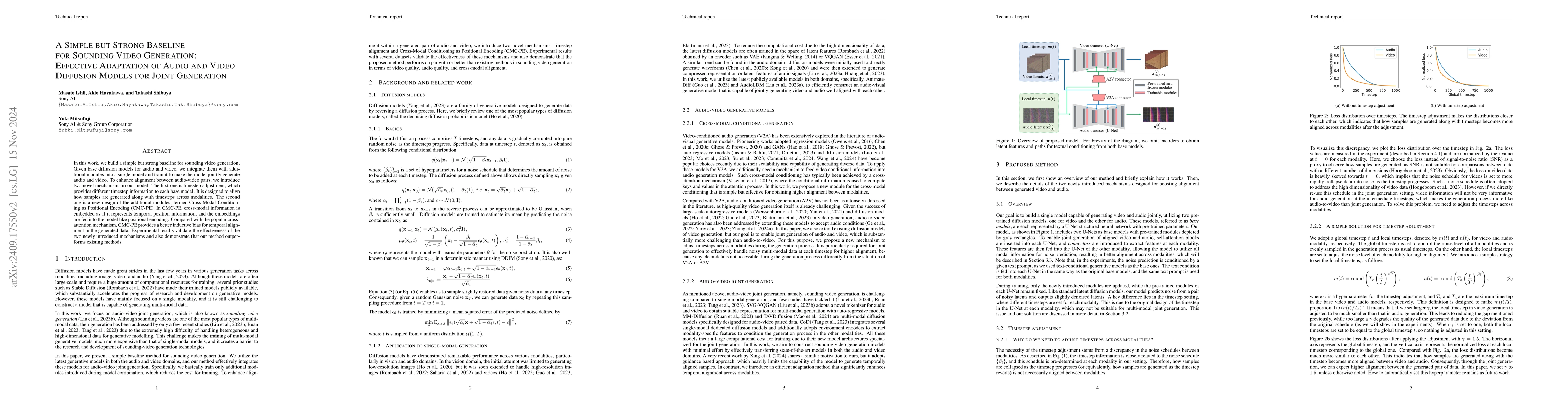 Thumbnail for A Simple but Strong Baseline for Sounding Video Generation: Effective
  Adaptation of Audio and Video Diffusion Models for Joint Generation