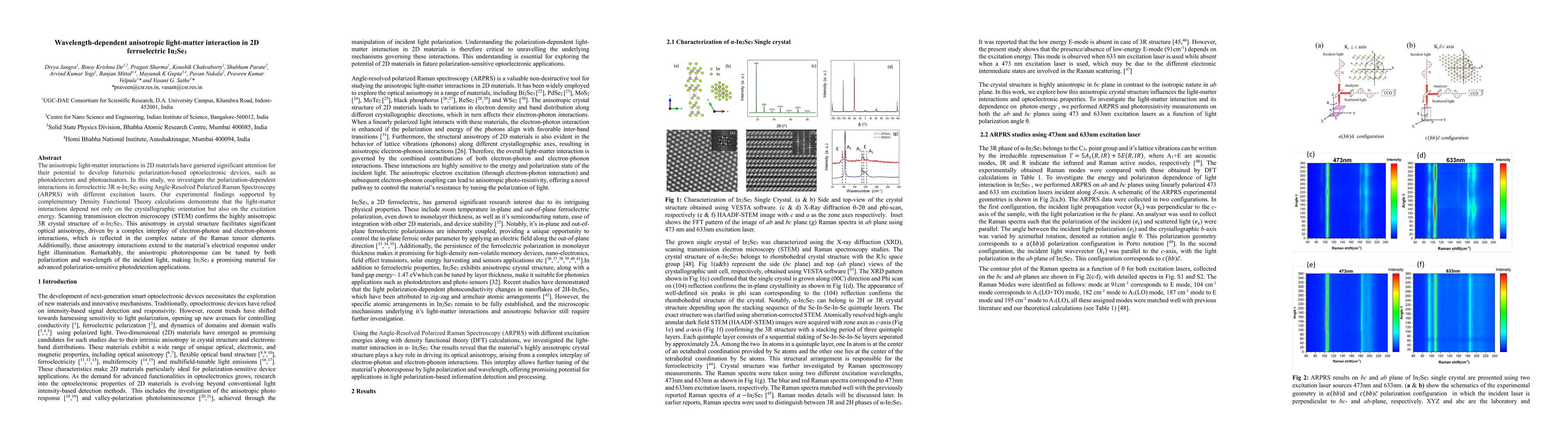 Thumbnail for Wavelength-dependent anisotropic light-matter interaction in 2D
  ferroelectric In2Se3