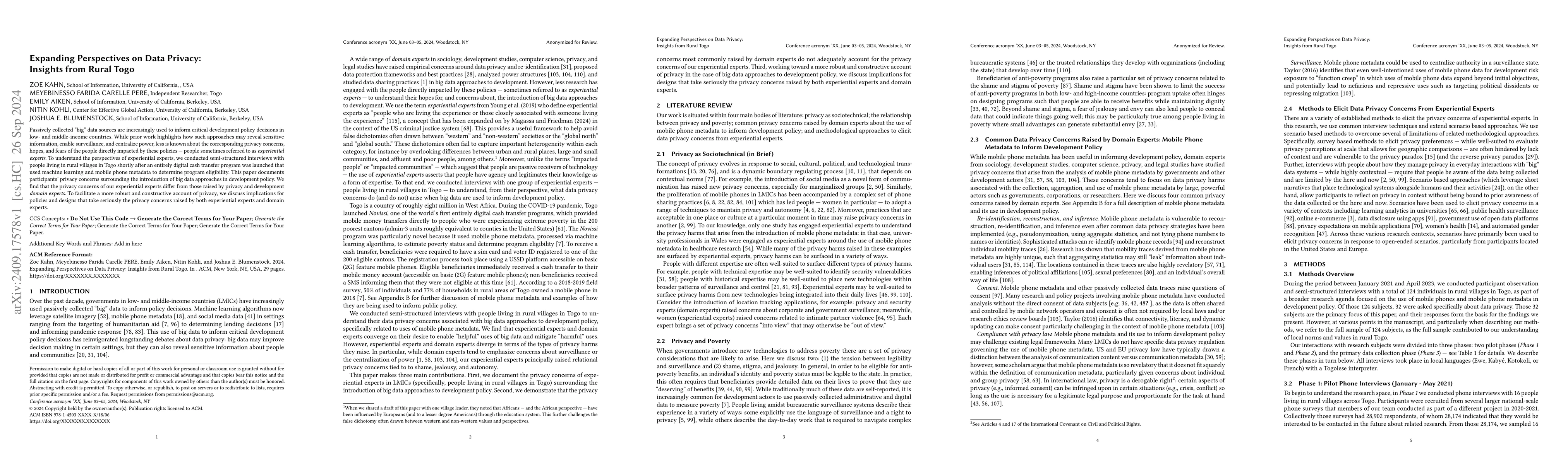 Thumbnail for Expanding Perspectives on Data Privacy: Insights from Rural Togo
