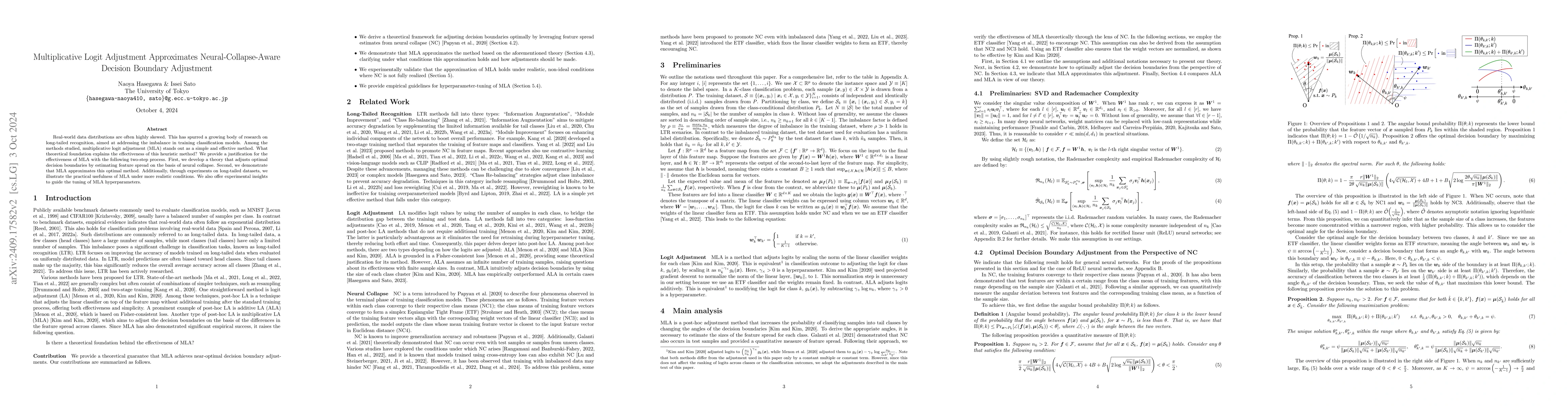 Thumbnail for Multiplicative Logit Adjustment Approximates Neural-Collapse-Aware
  Decision Boundary Adjustment