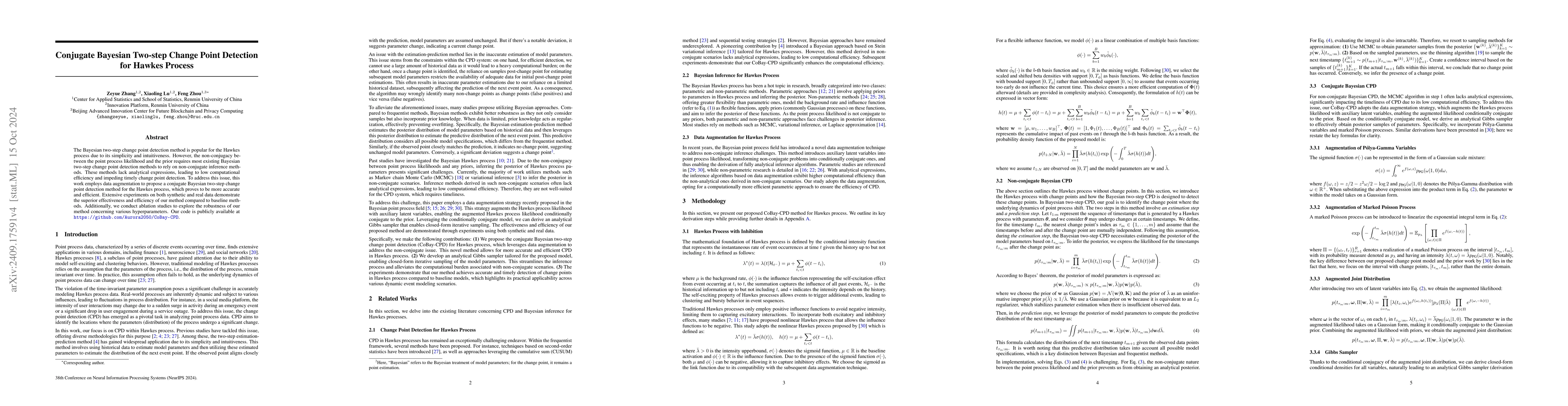 Thumbnail for Conjugate Bayesian Two-step Change Point Detection for Hawkes Process