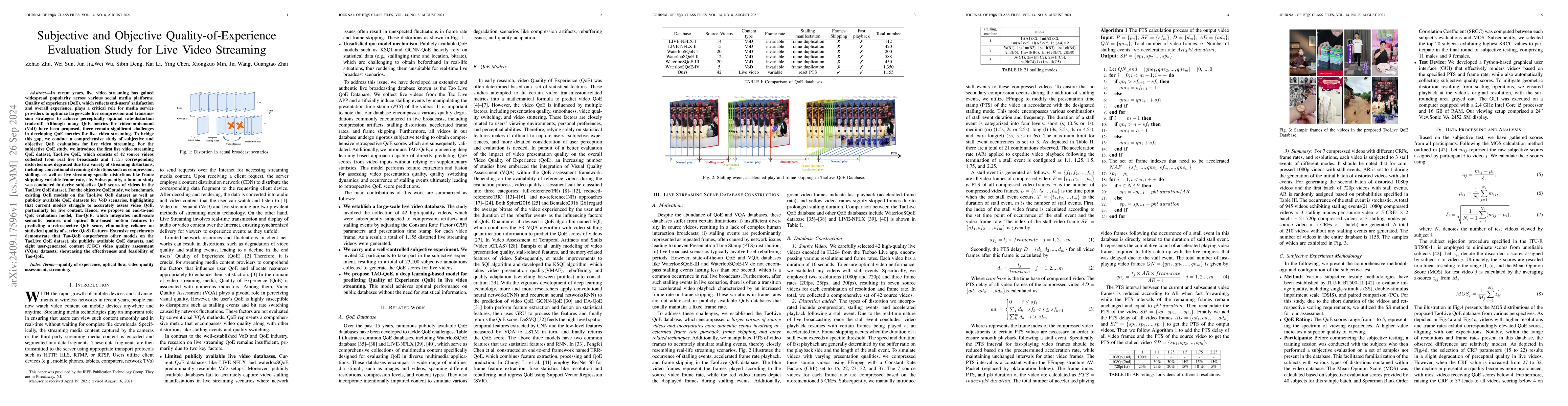 Thumbnail for Subjective and Objective Quality-of-Experience Evaluation Study for Live
  Video Streaming