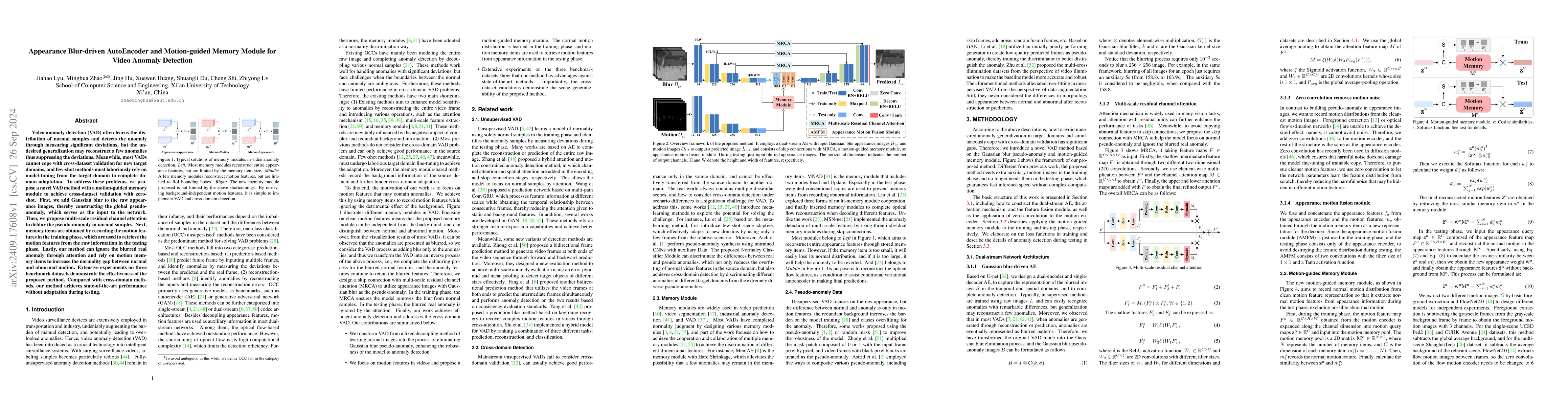 Thumbnail for Appearance Blur-driven AutoEncoder and Motion-guided Memory Module for
  Video Anomaly Detection