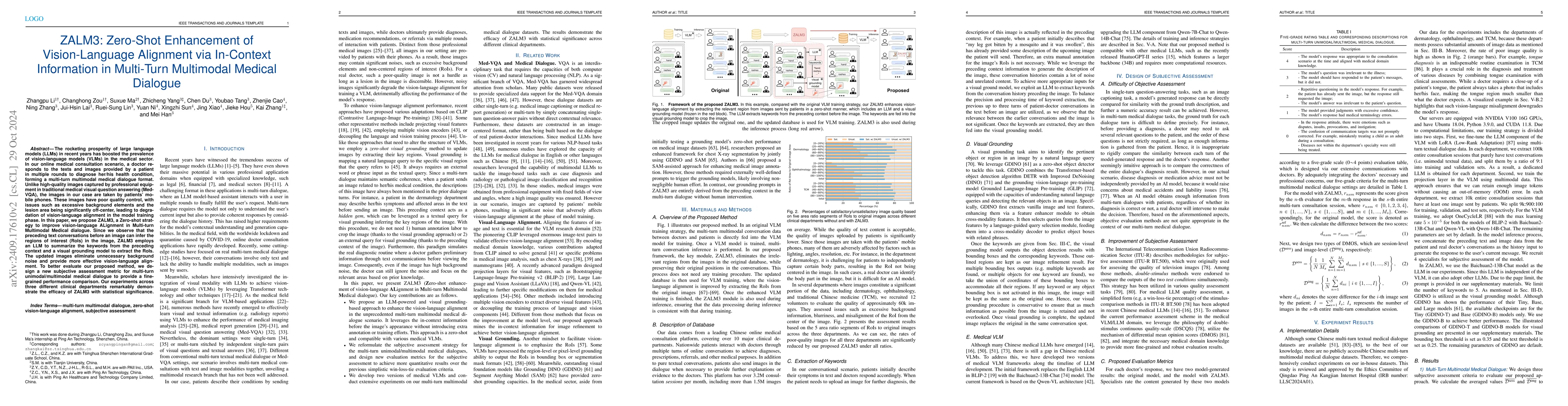 Thumbnail for ZALM3: Zero-Shot Enhancement of Vision-Language Alignment via In-Context
  Information in Multi-Turn Multimodal Medical Dialogue