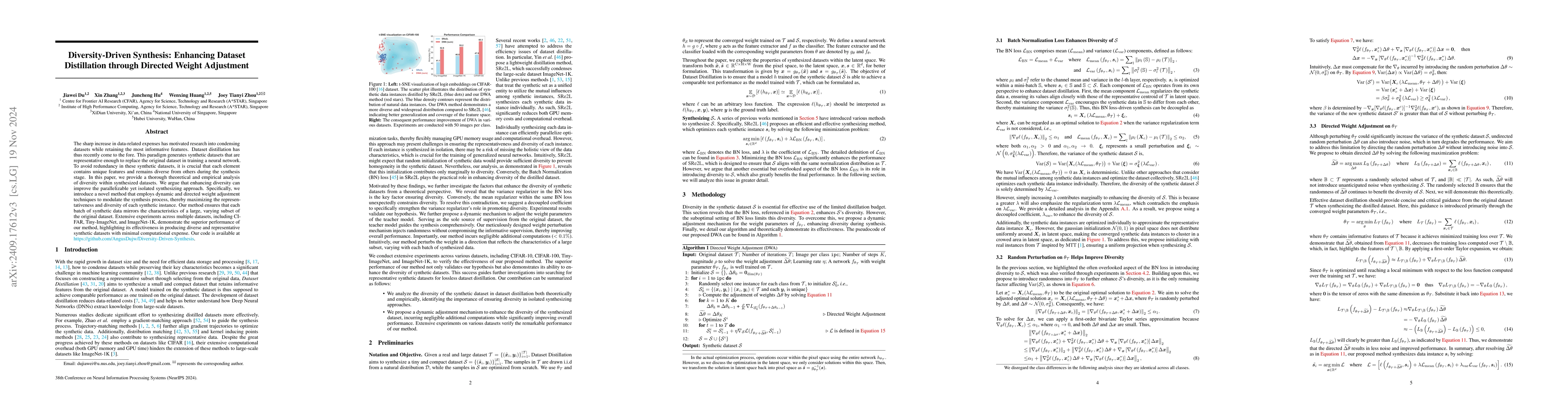 Thumbnail for Diversity-Driven Synthesis: Enhancing Dataset Distillation through
  Directed Weight Adjustment