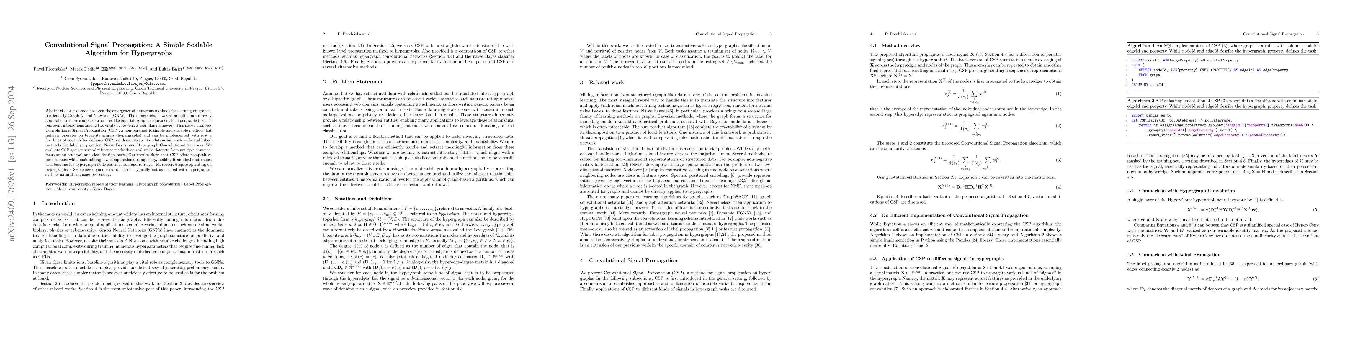 Thumbnail for Convolutional Signal Propagation: A Simple Scalable Algorithm for
  Hypergraphs