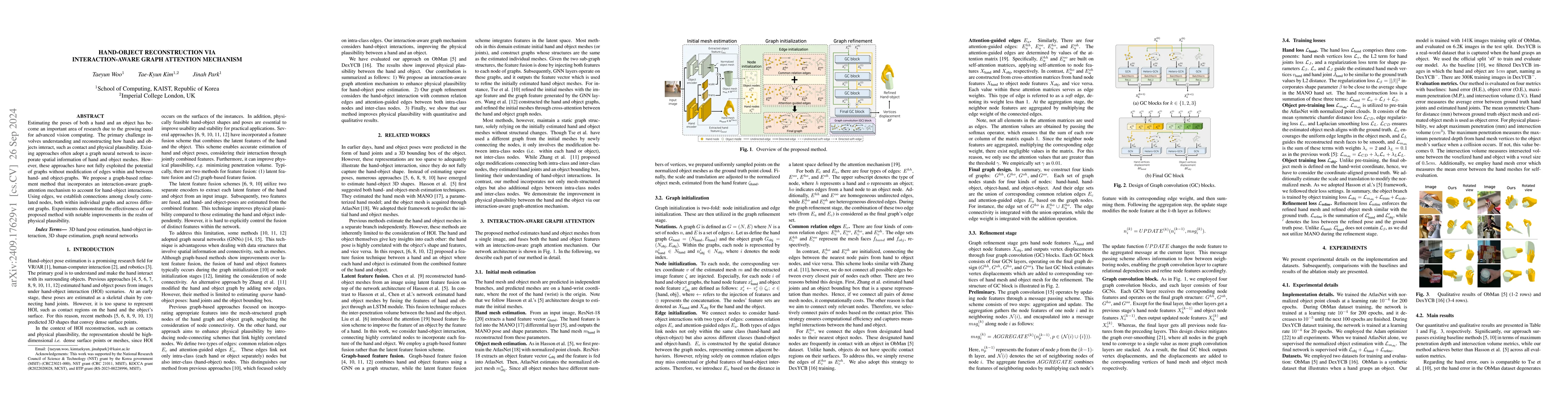 Thumbnail for Hand-object reconstruction via interaction-aware graph attention
  mechanism
