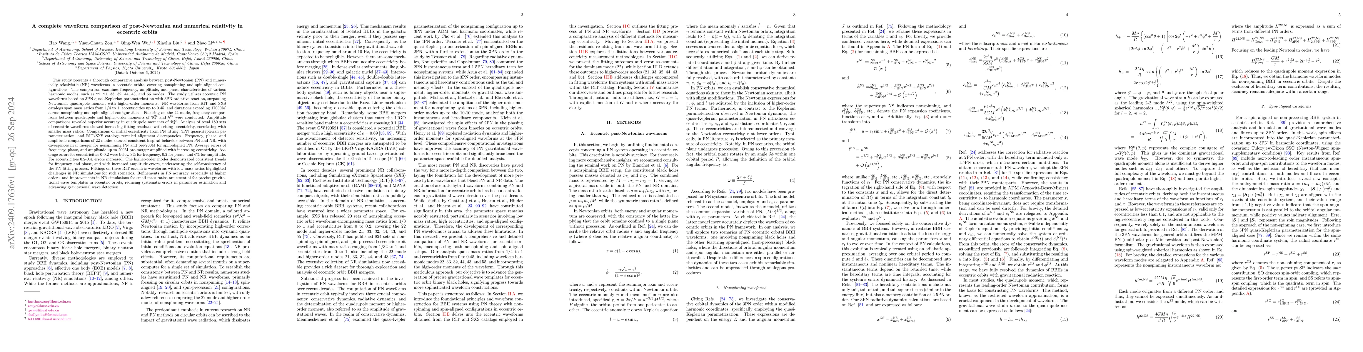 Thumbnail for A complete waveform comparison of post-Newtonian and numerical
  relativity in eccentric orbits