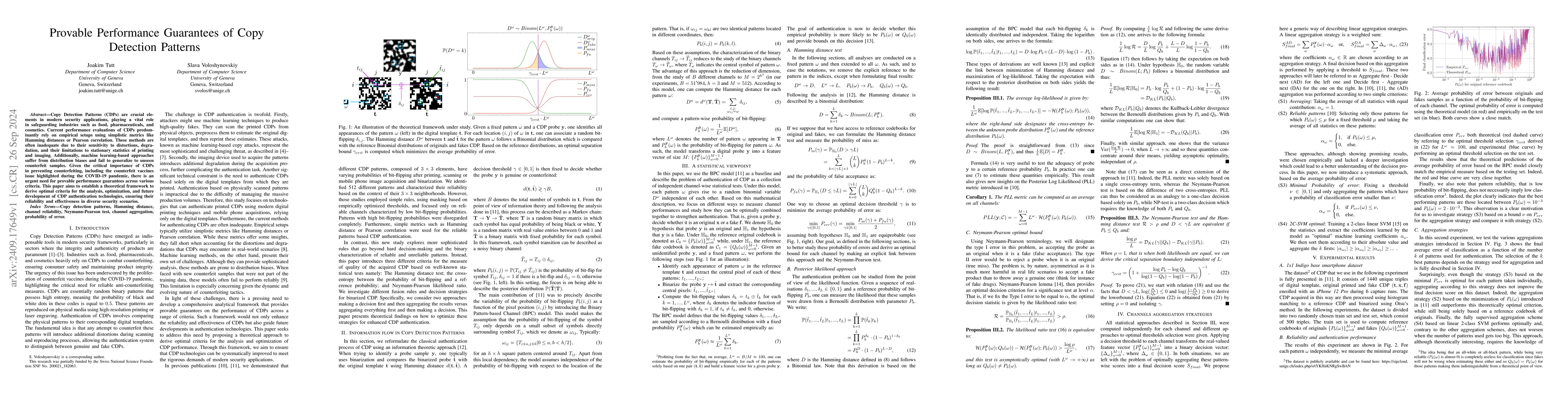 Thumbnail for Provable Performance Guarantees of Copy Detection Patterns