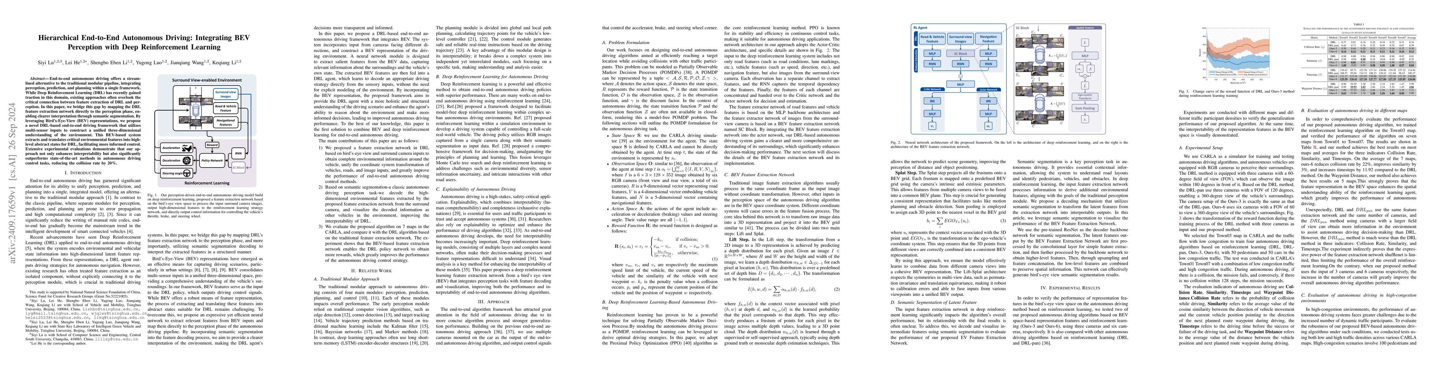 Thumbnail for Hierarchical End-to-End Autonomous Driving: Integrating BEV Perception
  with Deep Reinforcement Learning