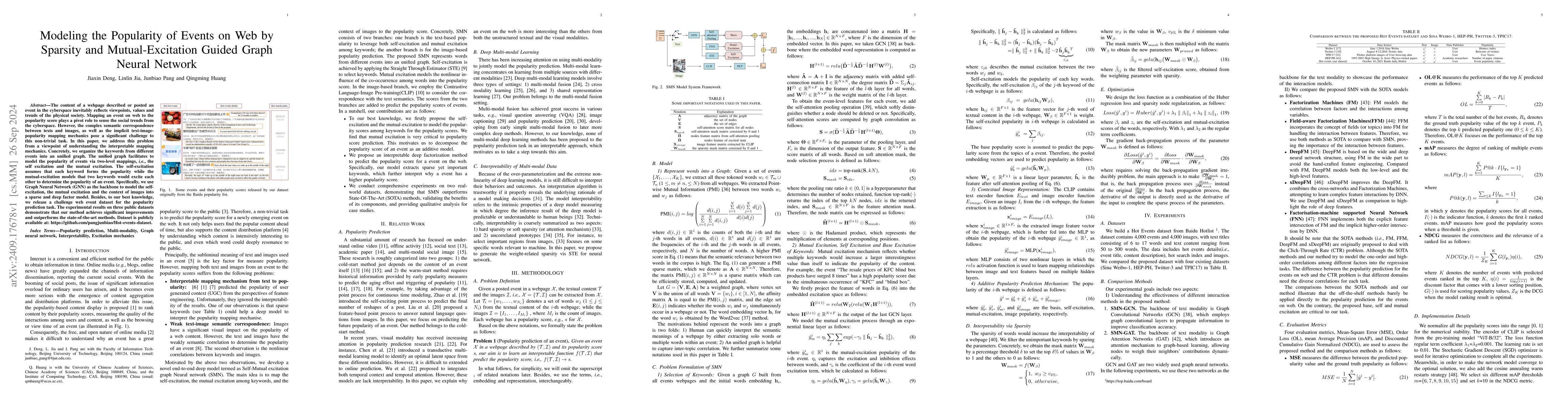 Thumbnail for Modeling the Popularity of Events on Web by Sparsity and
  Mutual-Excitation Guided Graph Neural Network