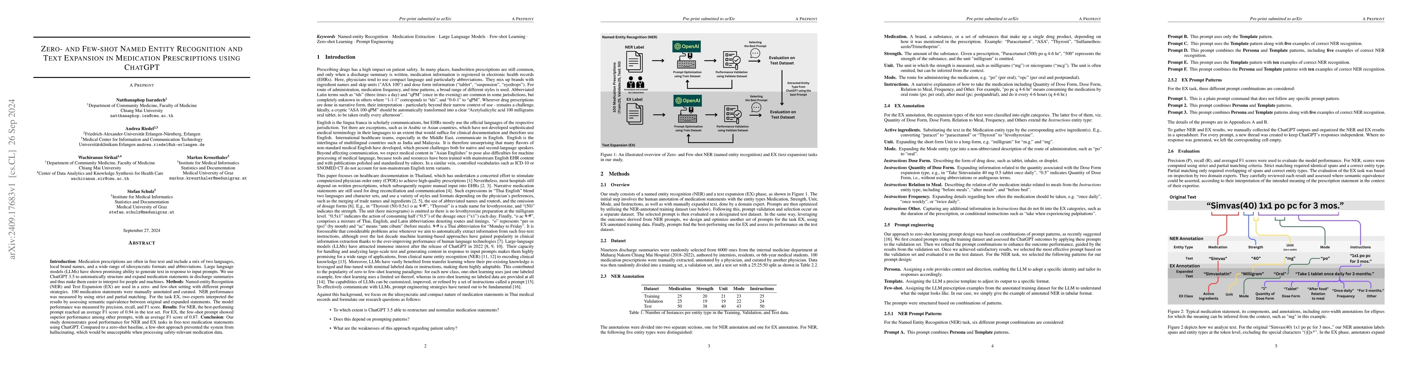 Thumbnail for Zero- and Few-shot Named Entity Recognition and Text Expansion in
  Medication Prescriptions using ChatGPT
