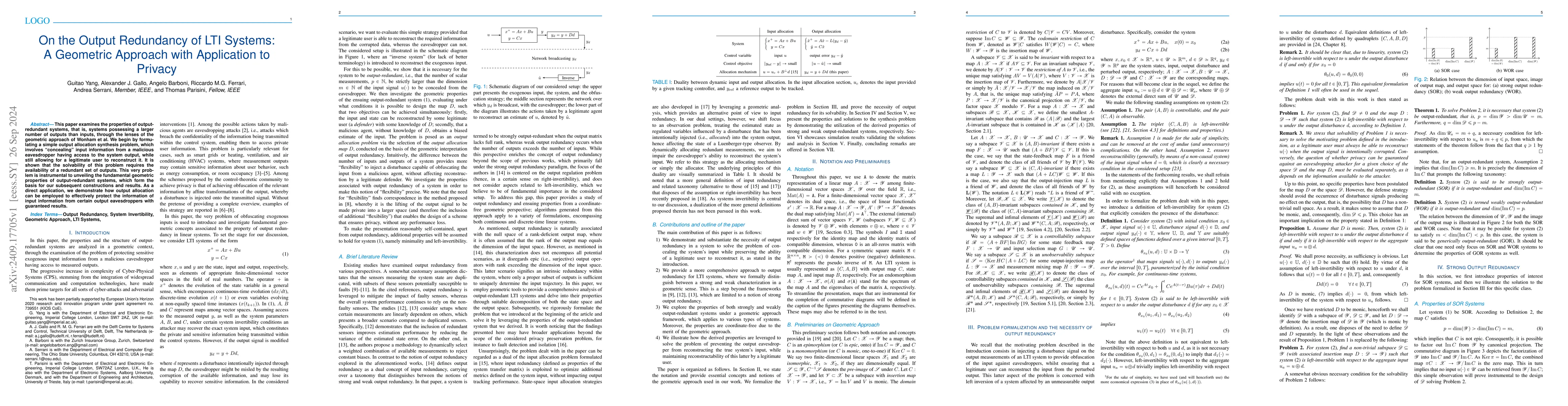 Thumbnail for On the Output Redundancy of LTI Systems: A Geometric Approach with
  Application to Privacy